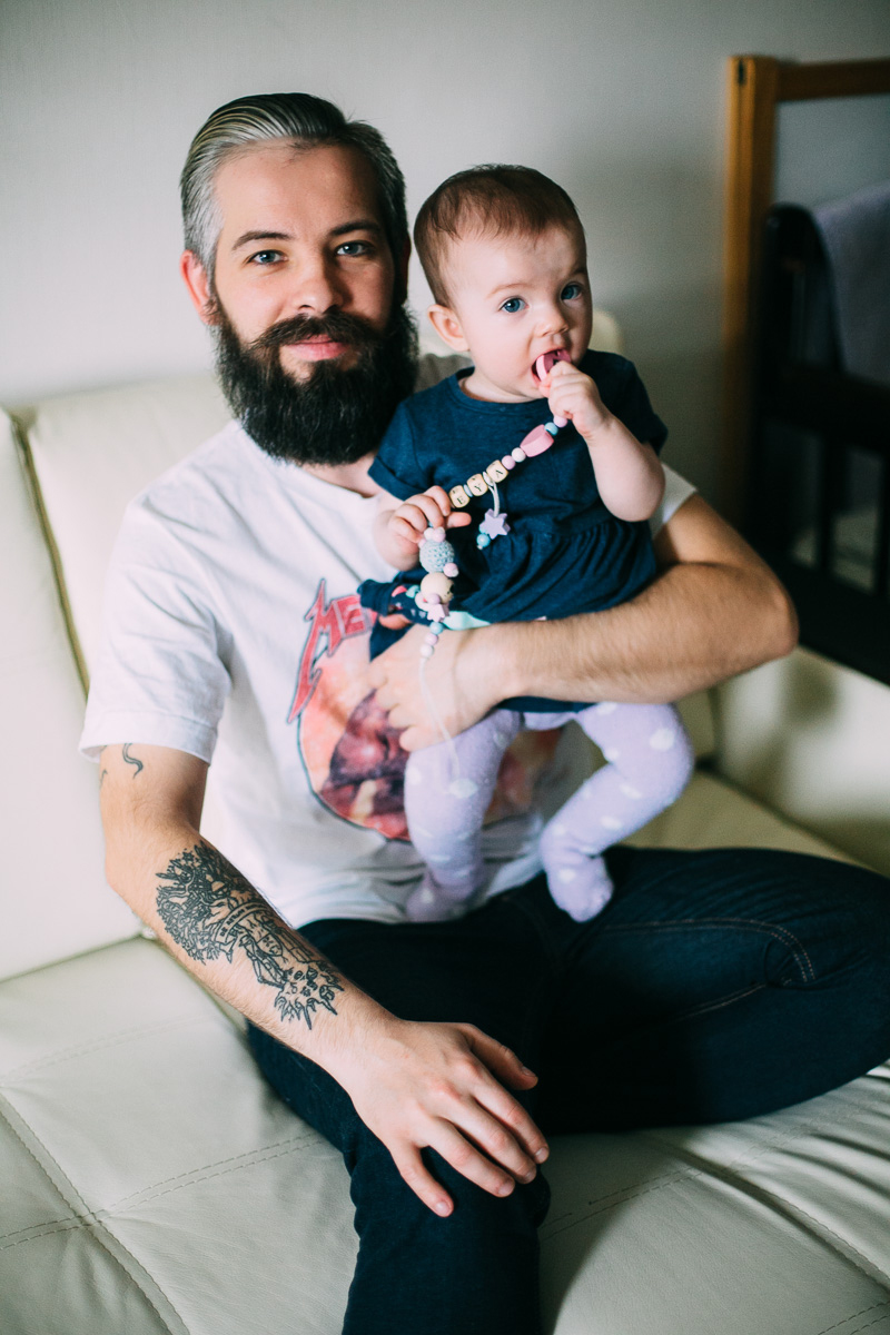Бородатый папа дочкой, daddy's girl, красивый портрет, daddy tattoo