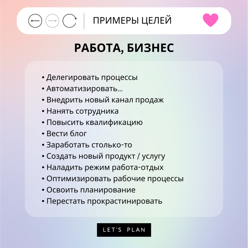 Какие можно поставить цели