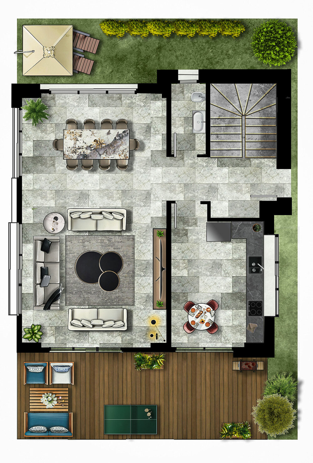 Architectural sketch visualization for architects, designers and developers – detailed concept illustration #13