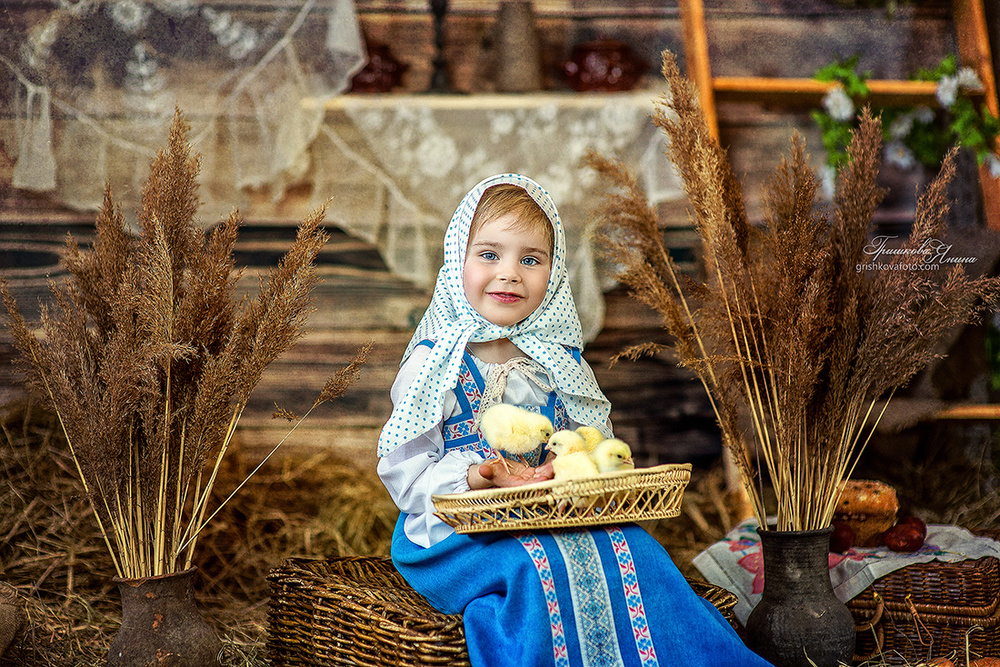Детская фотосессия - Деревенское утро