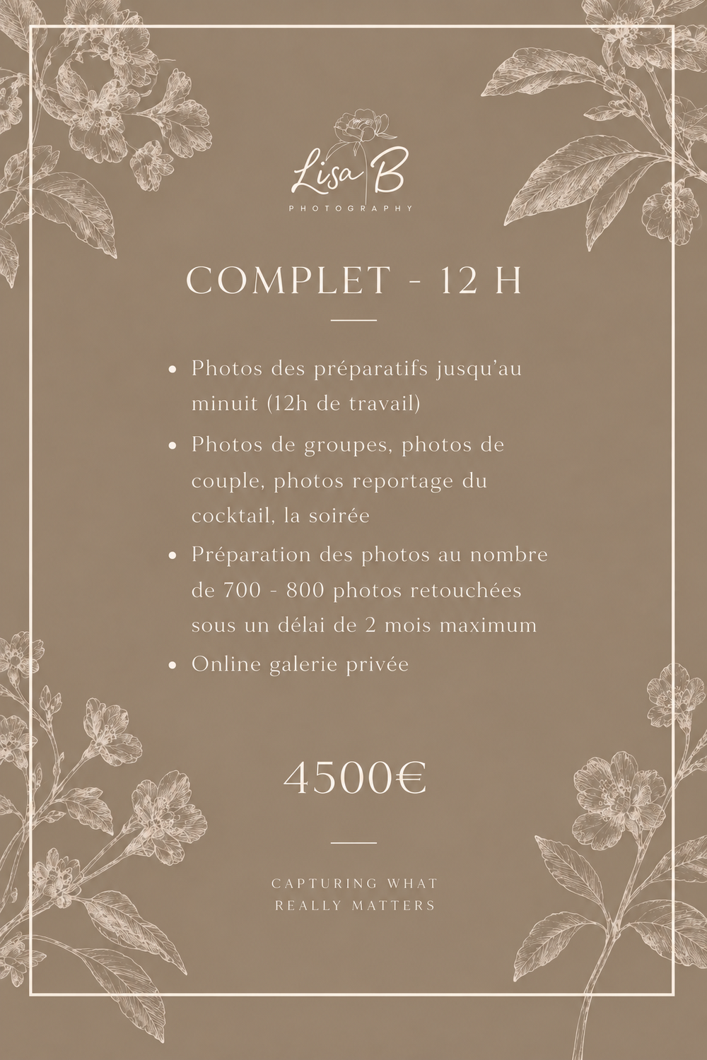 TARIFS MARIAGE