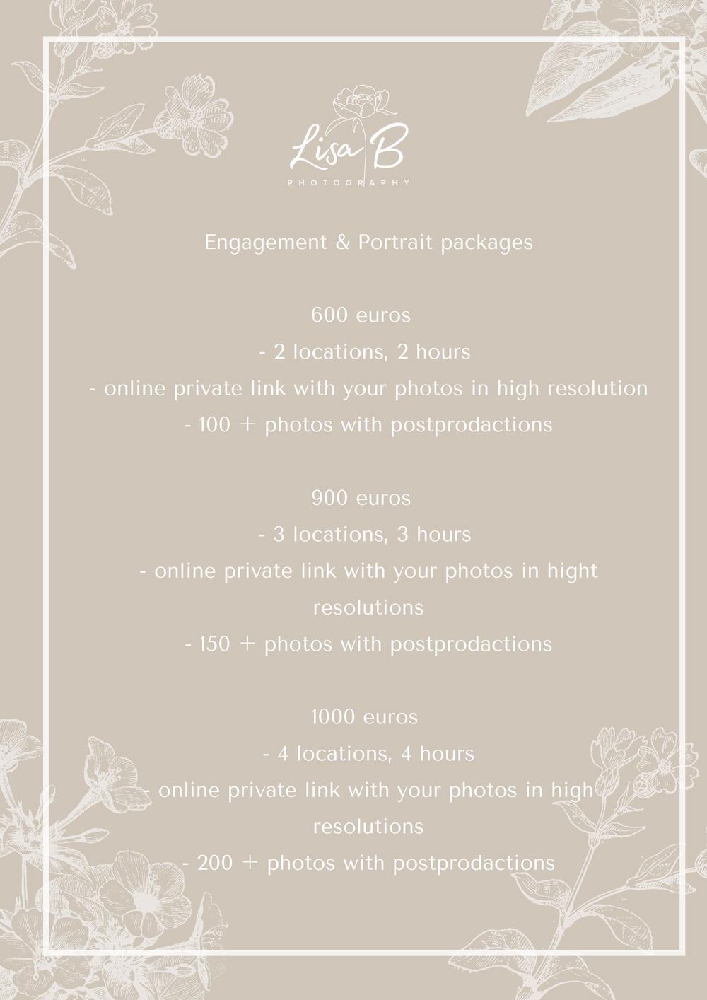 TARIFS MARIAGE