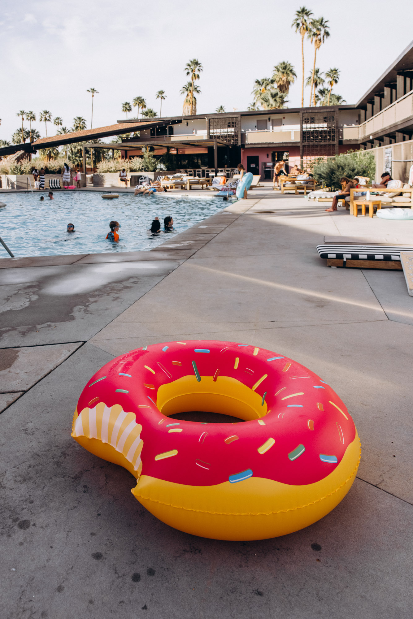 The V Palm Springs by sonder, pool view with doughnut float 