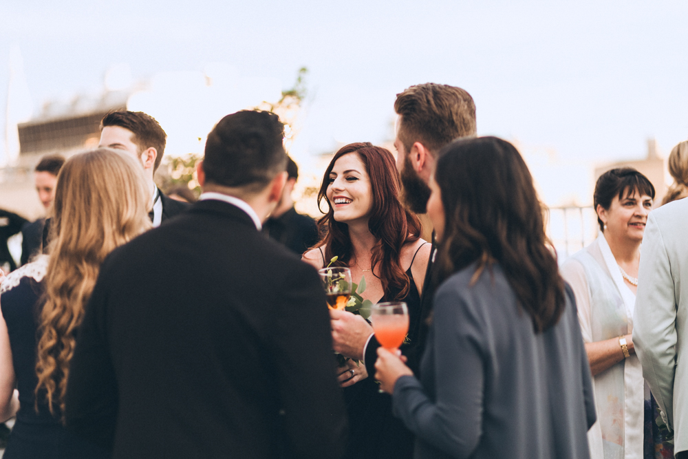 Cocktail hour at New York City Rooftop Studio 450 Wedding Venue