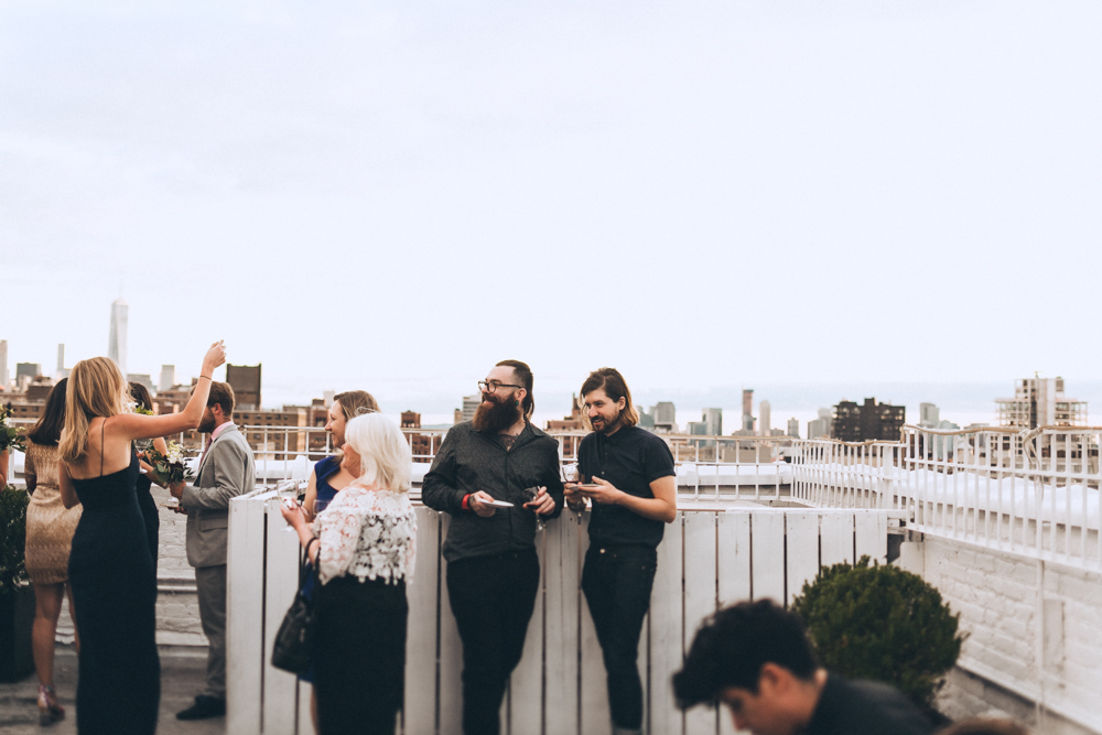 Cocktail hour at New York City Rooftop Studio 450 Wedding Venue