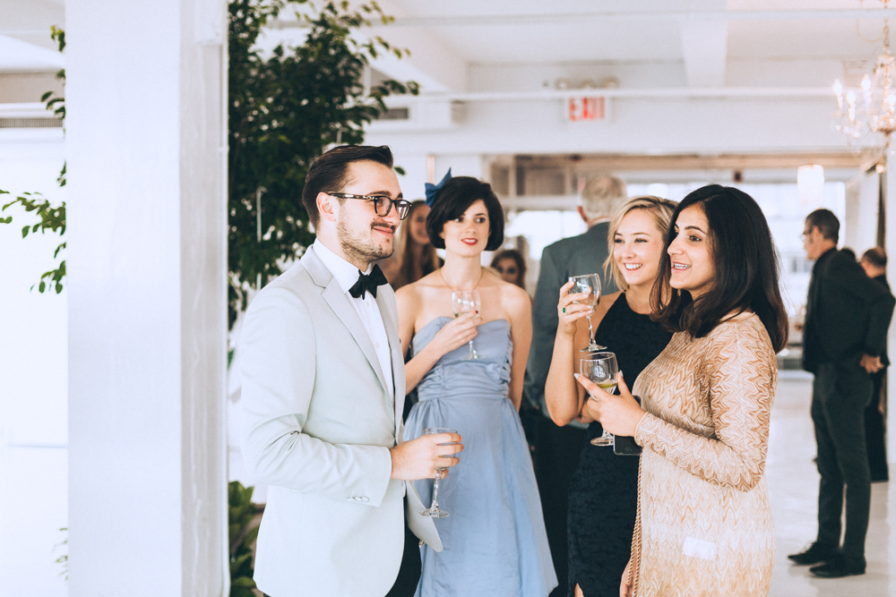 Cocktail hour at New York City Rooftop Studio 450 Wedding Venue