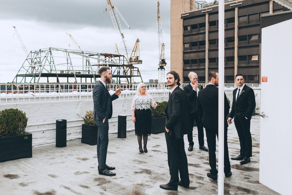 Groom at New York City Rooftop Studio 450 Wedding Venue