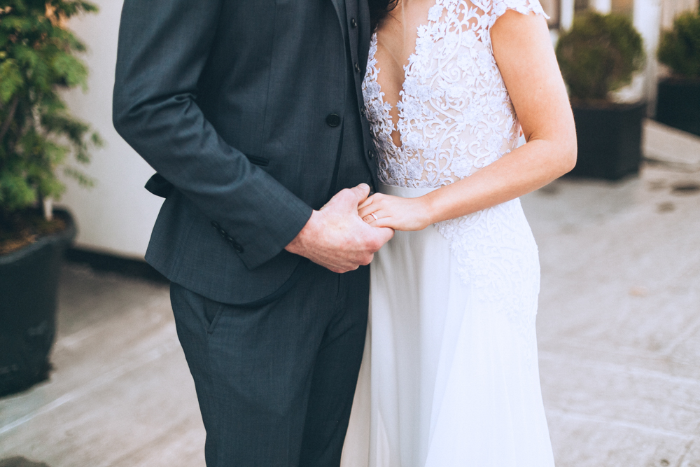 Bride and groom during golden hour at the Studio 450 Manhattan New York City