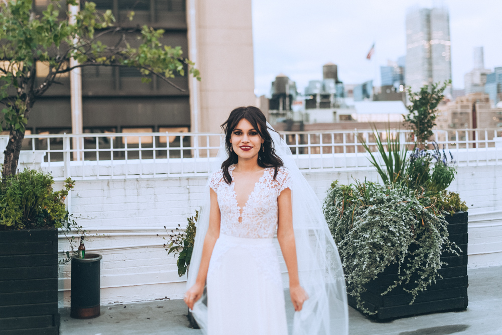 Bride during golden hour at the Studio 450 Manhattan New York City