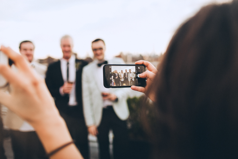 Cocktail hour at New York City Rooftop Studio 450 Wedding Venue