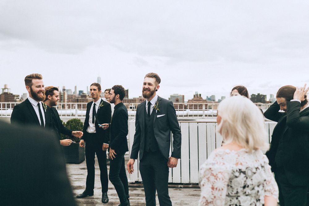 Groom at New York City Rooftop Studio 450 Wedding Venue
