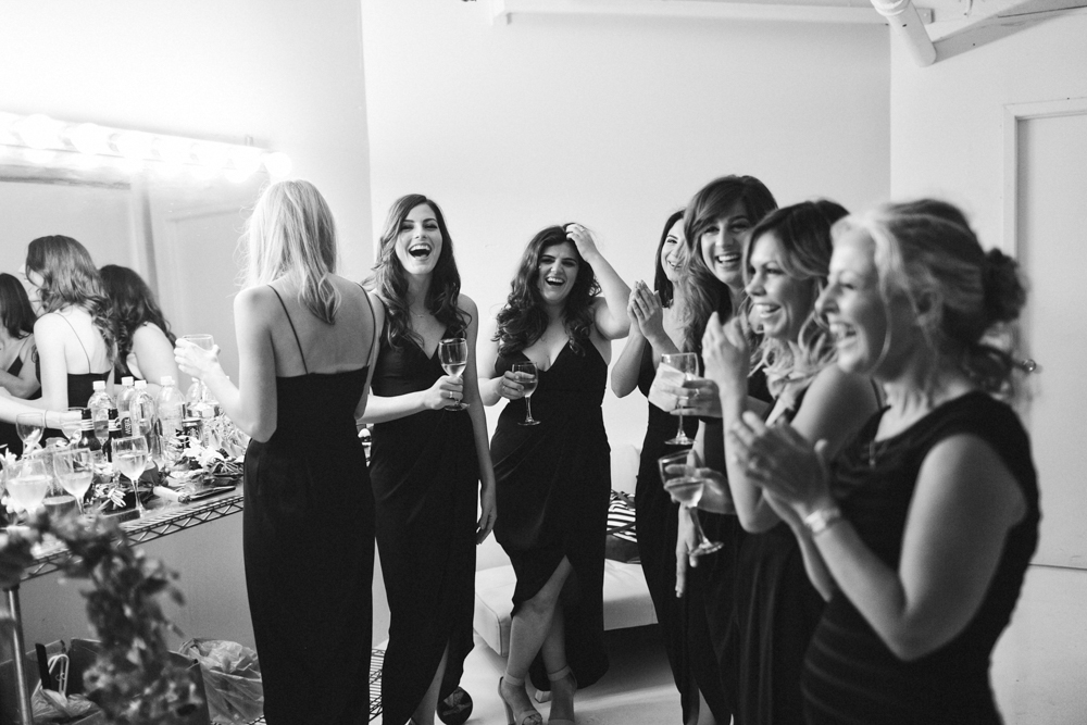 Bride getting ready with her bridesmaids at the Studio 450 Manhattan New York City
