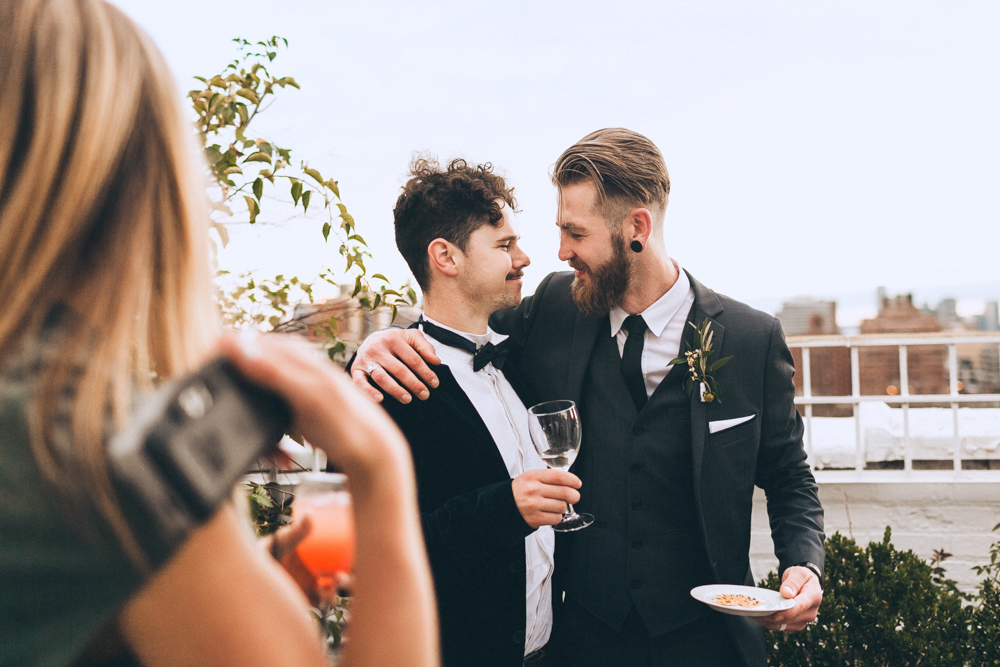 Cocktail hour at New York City Rooftop Studio 450 Wedding Venue