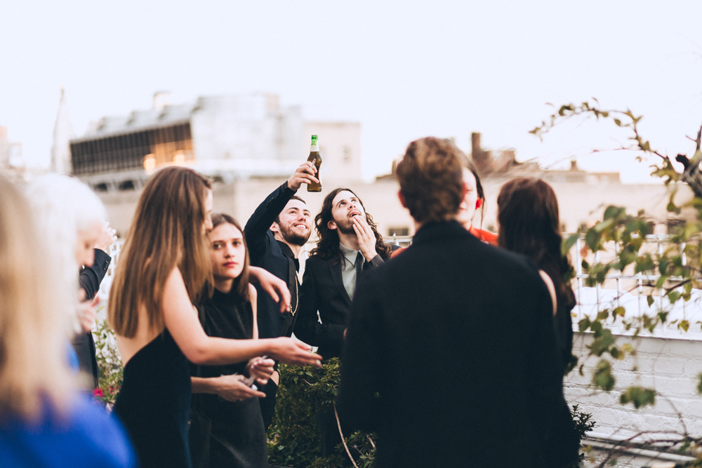 Cocktail hour at New York City Rooftop Studio 450 Wedding Venue