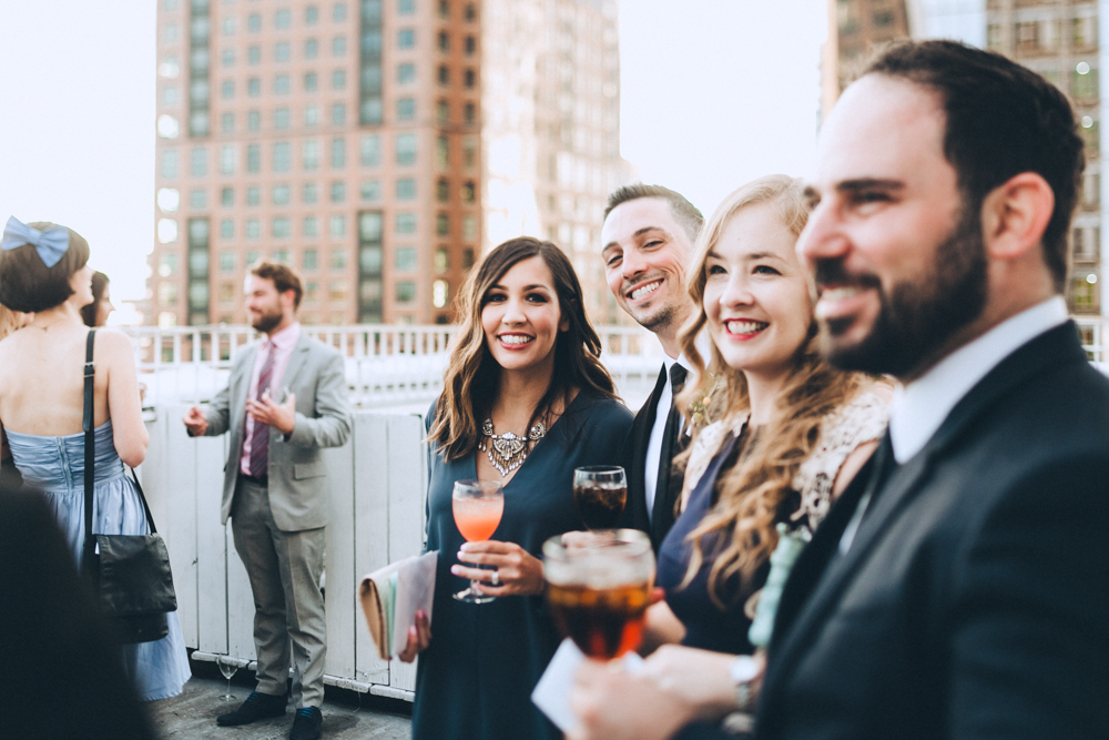 Cocktail hour at New York City Rooftop Studio 450 Wedding Venue