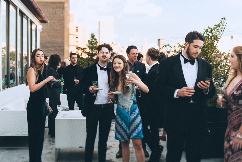 Cocktail hour at New York City Rooftop Studio 450 Wedding Venue