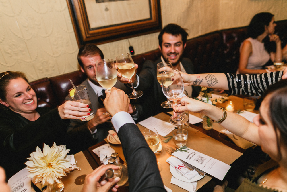 Guests enjoying a wedding reception at Sweetwater restaurant in Brooklyn NY