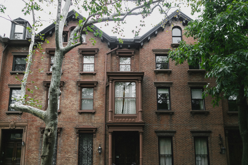 Close up shot of brownstones, Brooklyn Heights, Brooklyn NY