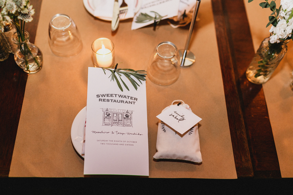 Cute and simple wedding decor at Sweetwater, Brooklyn NY
