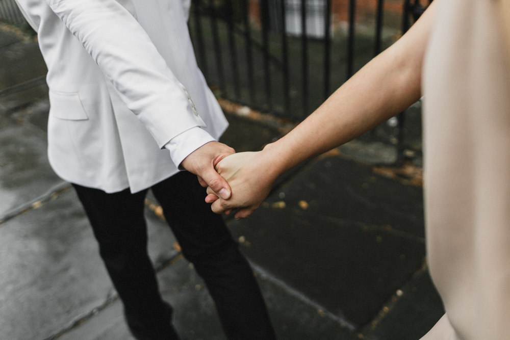 Close up shot of the bride and groom's hands Brooklyn NY