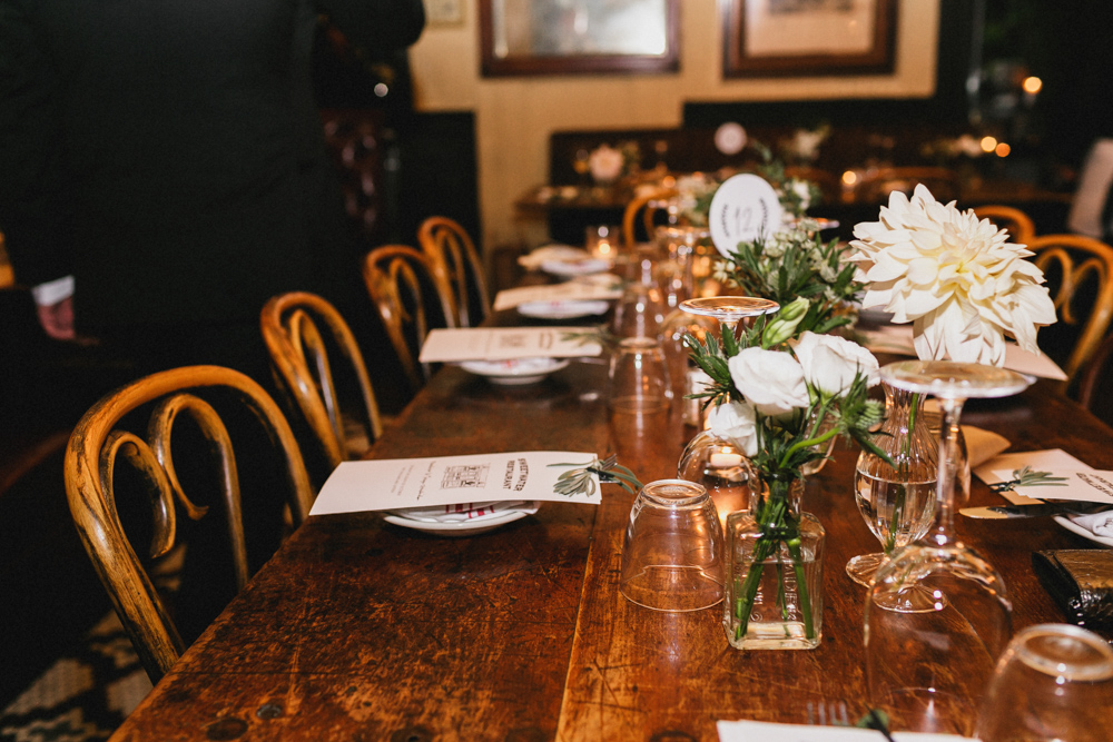 Cute and simple wedding decor & tables at Sweetwater, Brooklyn NY