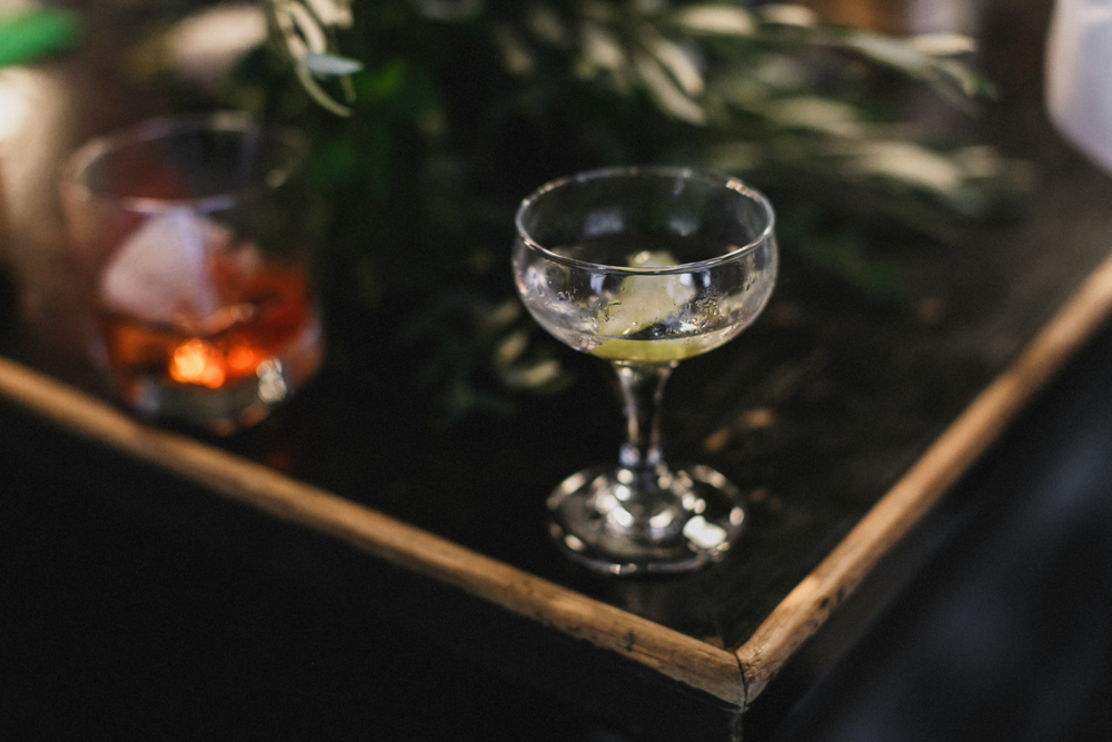 Close up shot of a drink at a bar in Brooklyn, NY