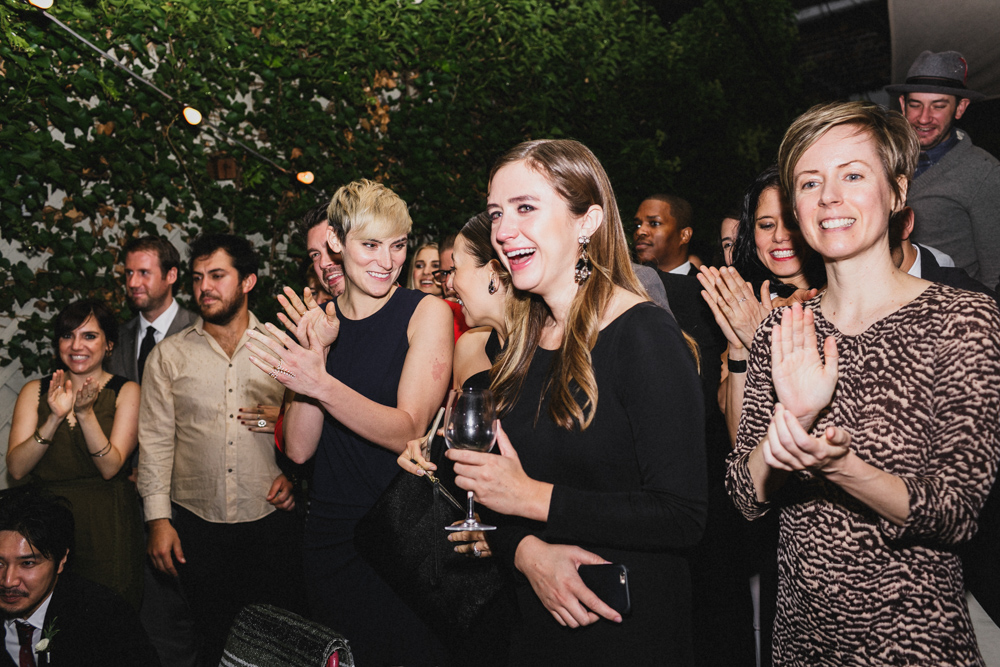 Guests enjoying a wedding reception at Sweetwater restaurant in Brooklyn NY