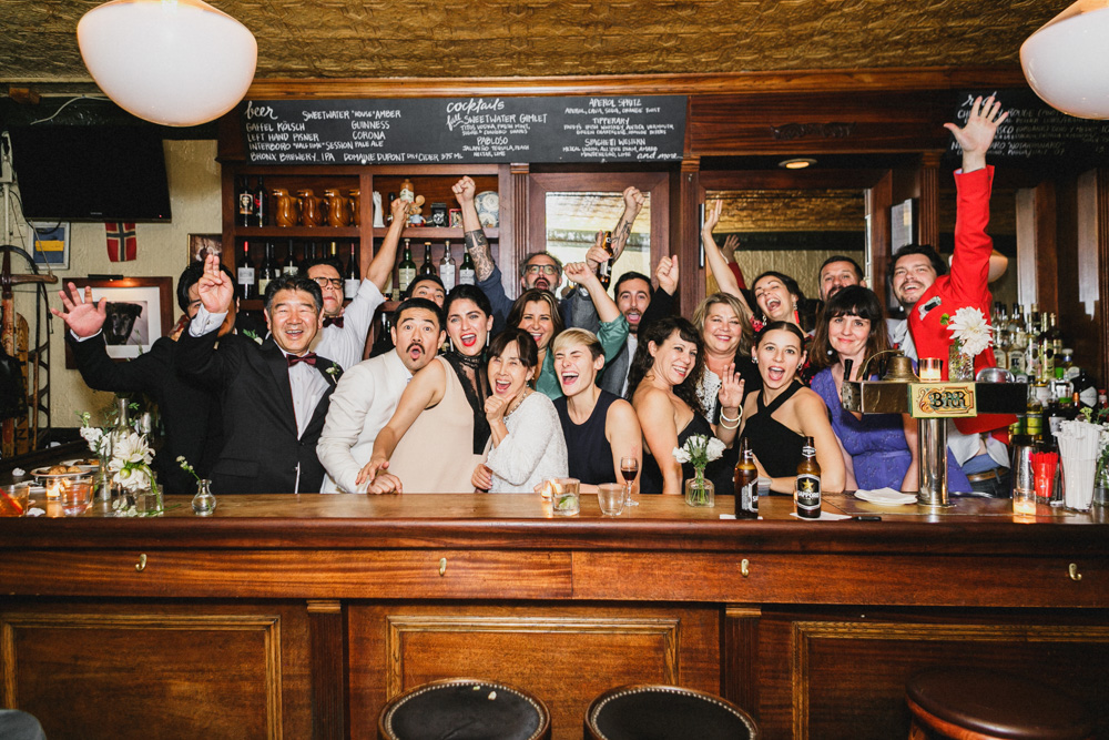 Guests enjoying a wedding reception at Sweetwater restaurant in Brooklyn NY