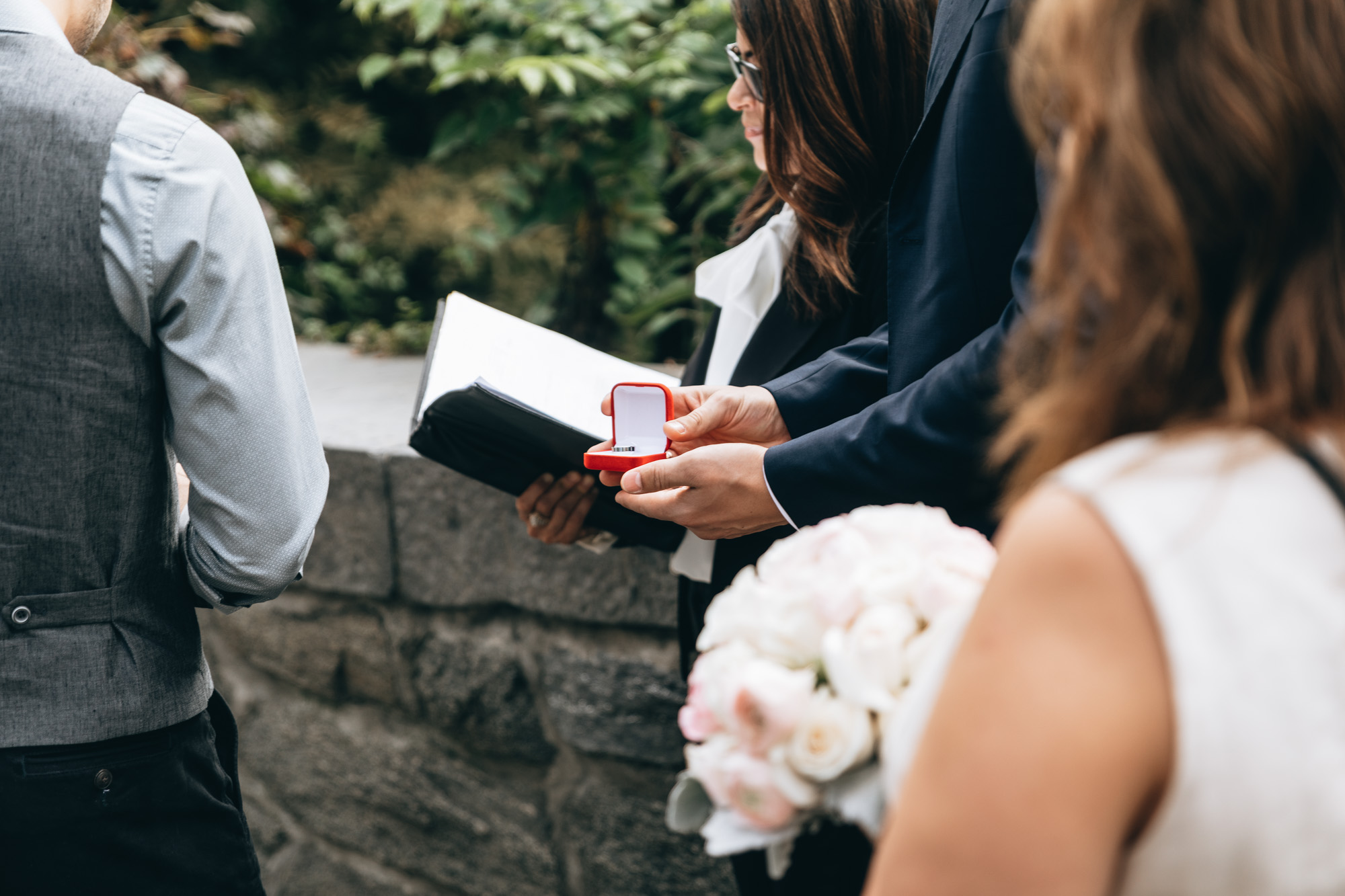 Moments from a small elopement ceremony in Central Park, Manhattan NY