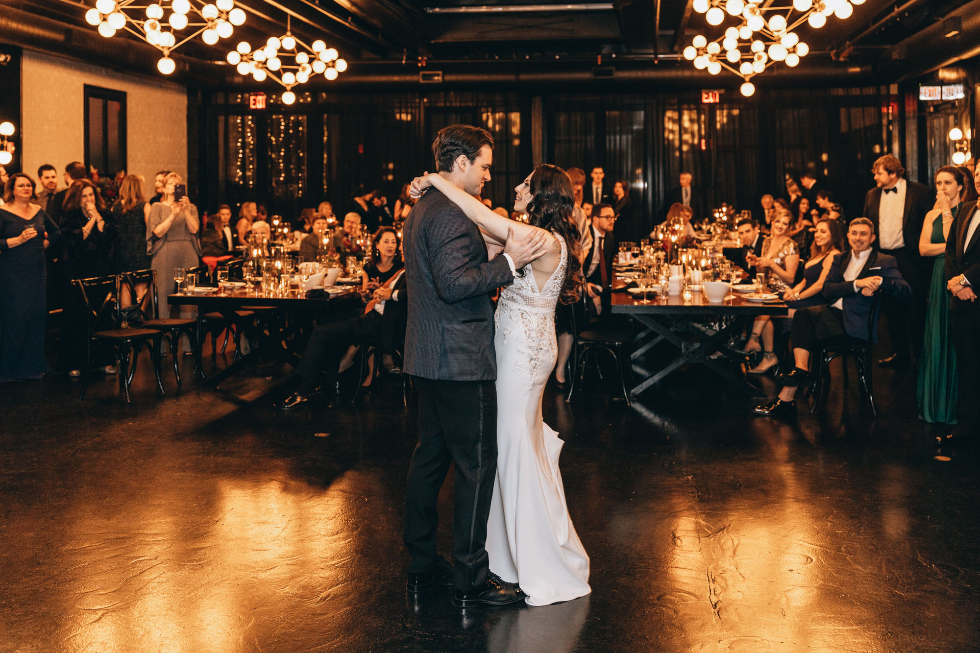 Bride and groom during their fist dance at 501 Union, Brooklyn NY