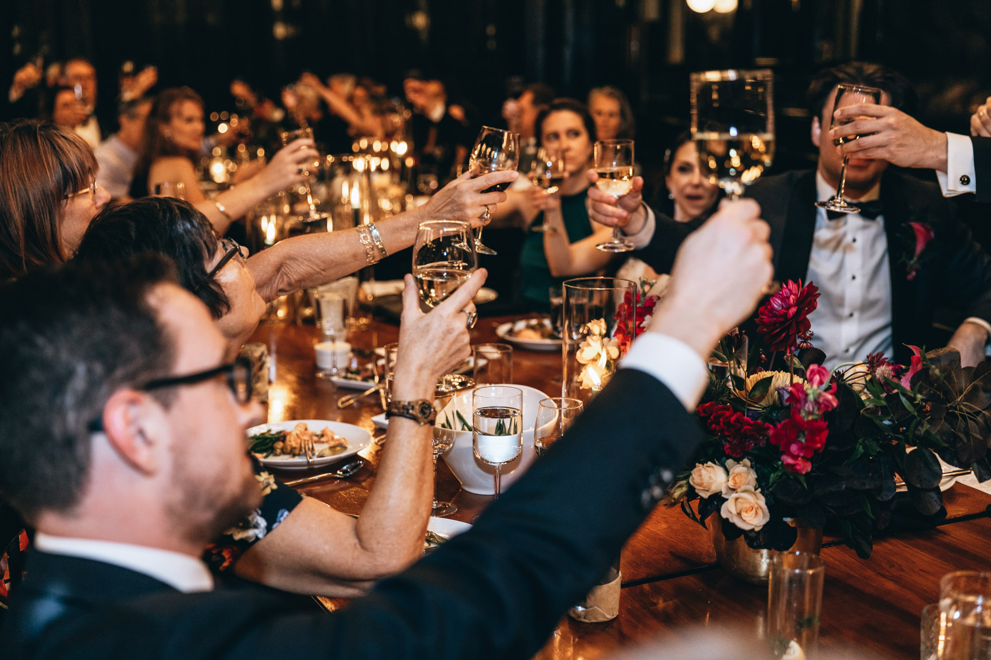Guests celebrating at reception at the 501 Union, Brooklyn, NY