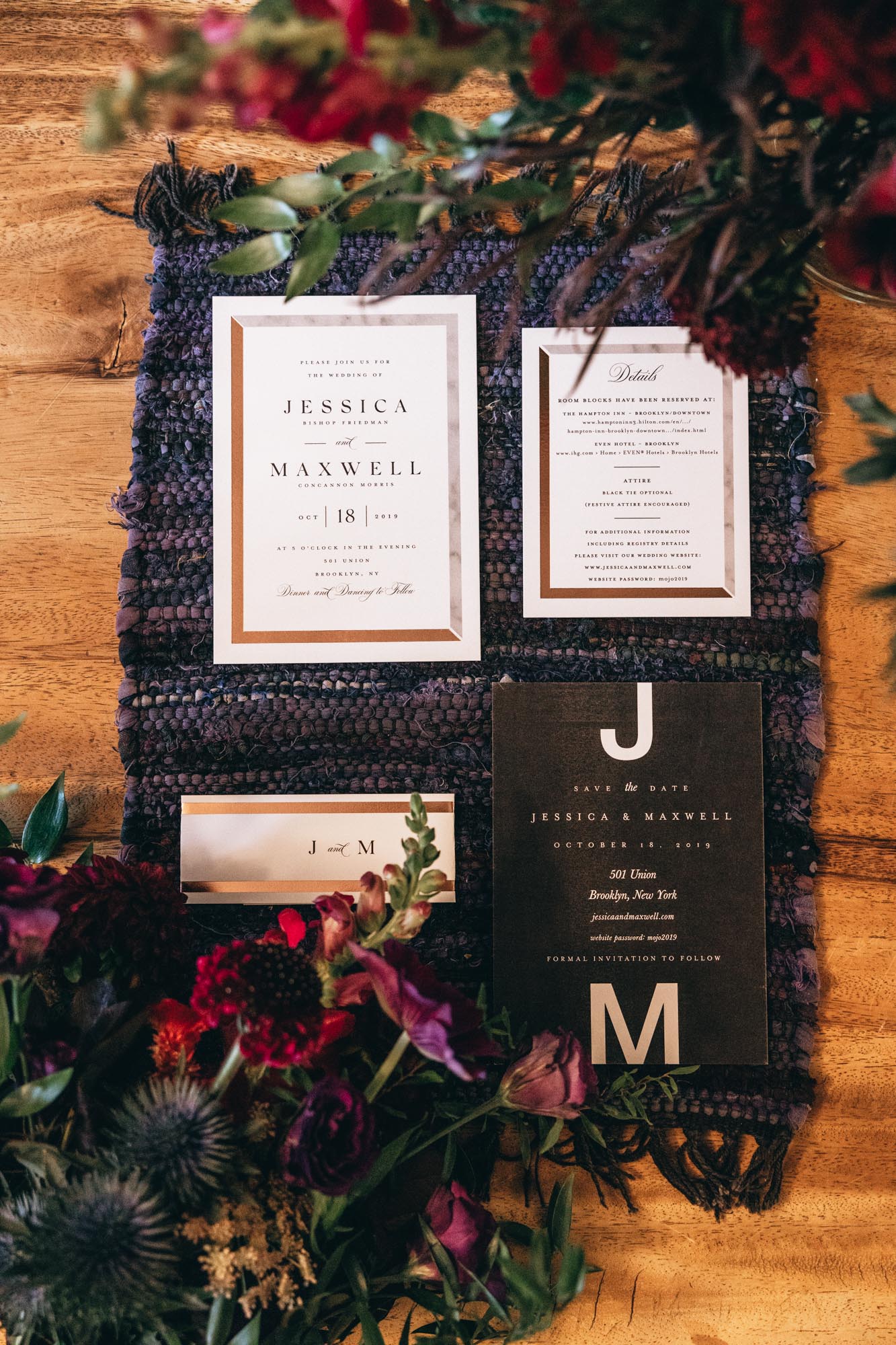 Dark & unique wedding invitations. Brooklyn, NY