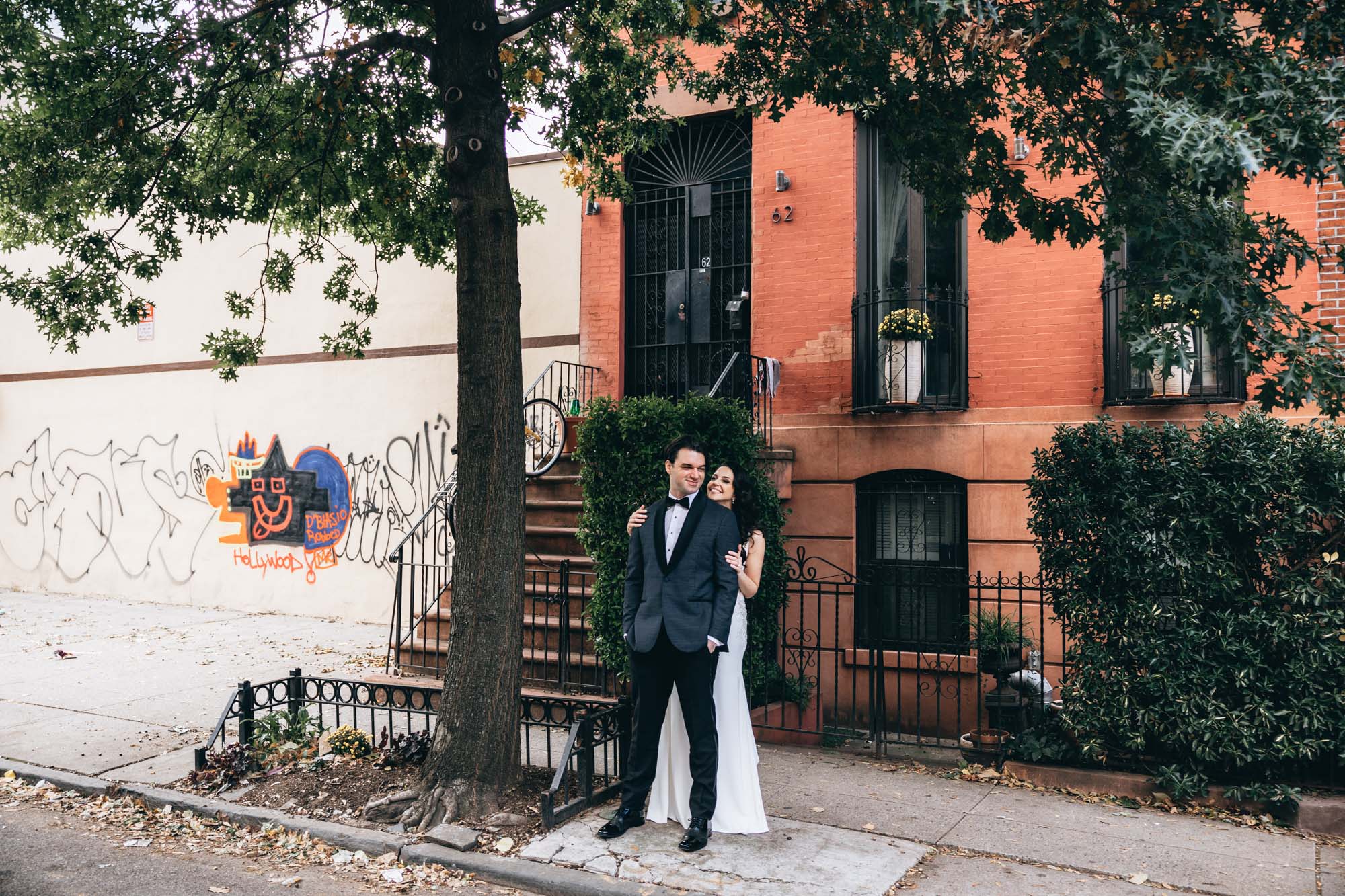 Adorable first look near brownstones in Brooklyn, NY