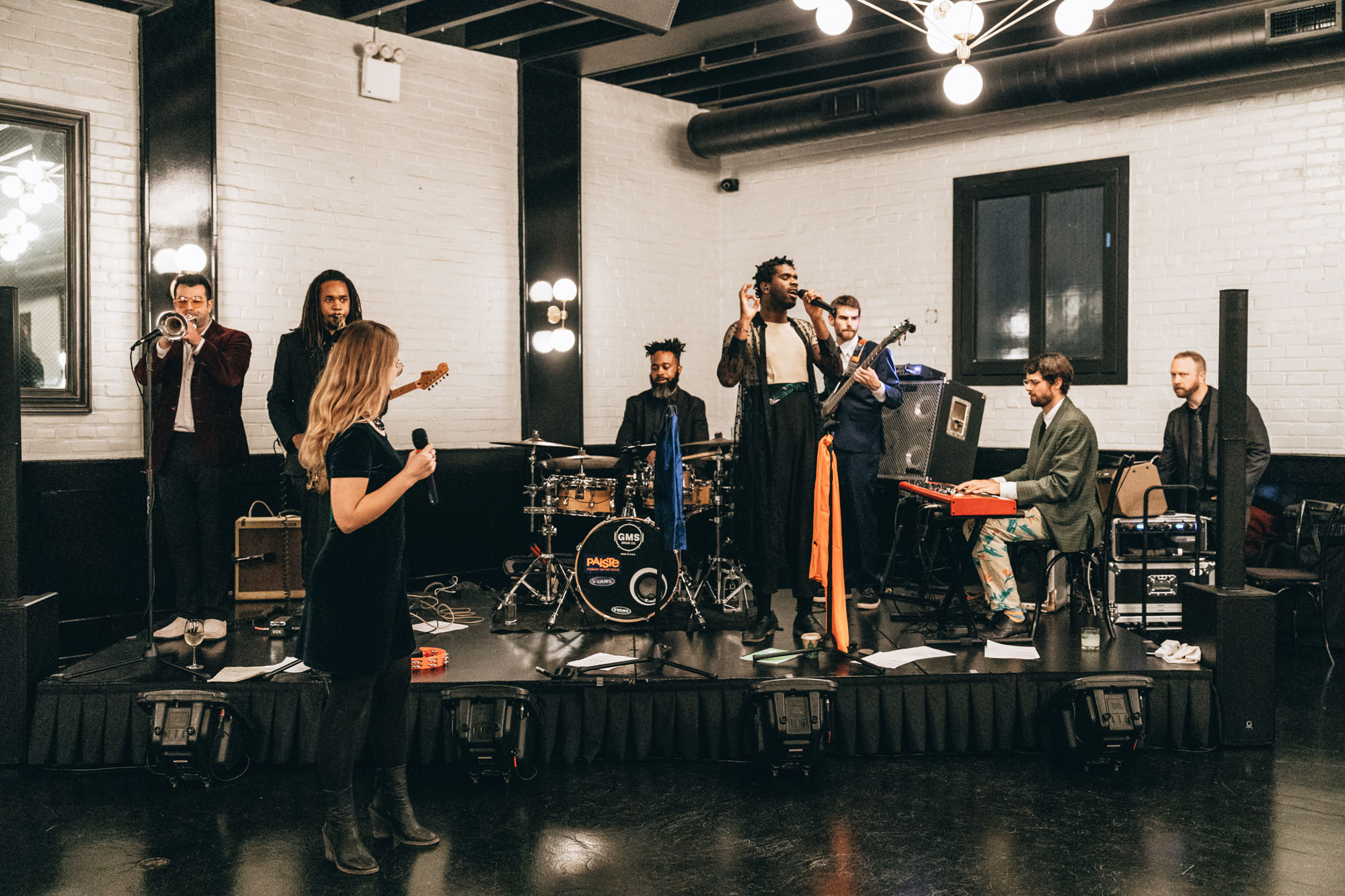 Amazing musicians performing at a wedding reception at 501 Union, Brooklyn NY