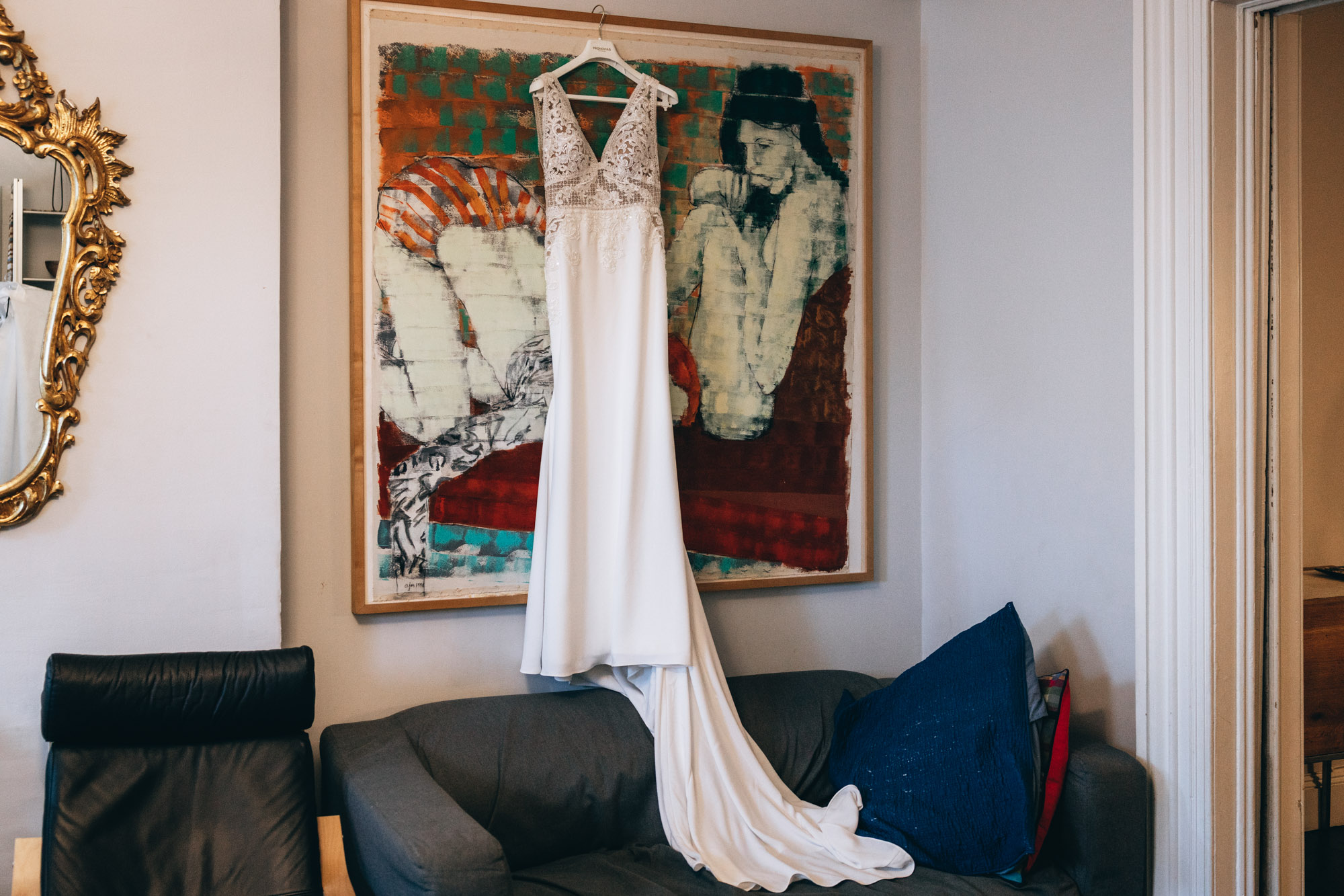 Bridal gown and unique art. Brooklyn, NY