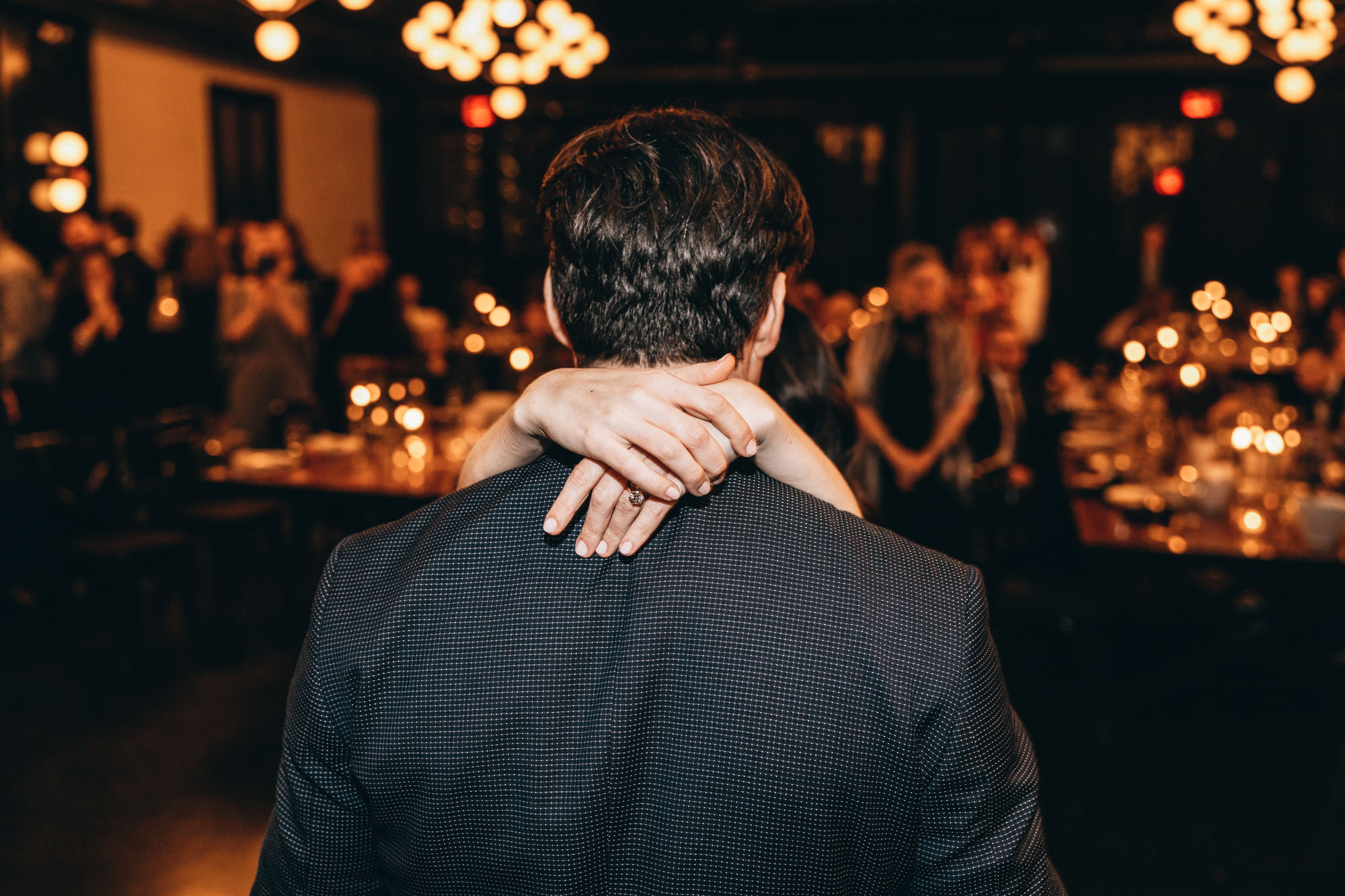 Bride and groom during their fist dance close up at 501 Union, Brooklyn NY