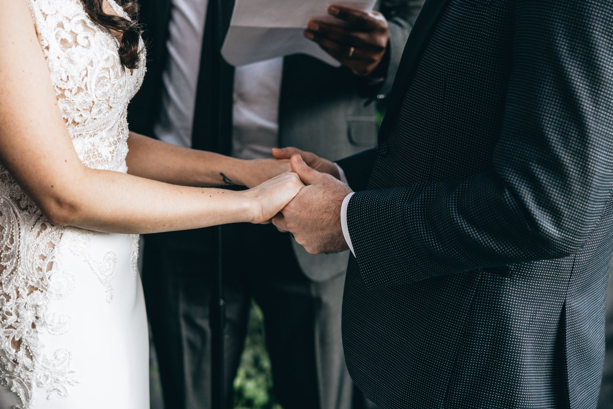 Close up of the bride and groom's hands at 501 Union, Brooklyn NY