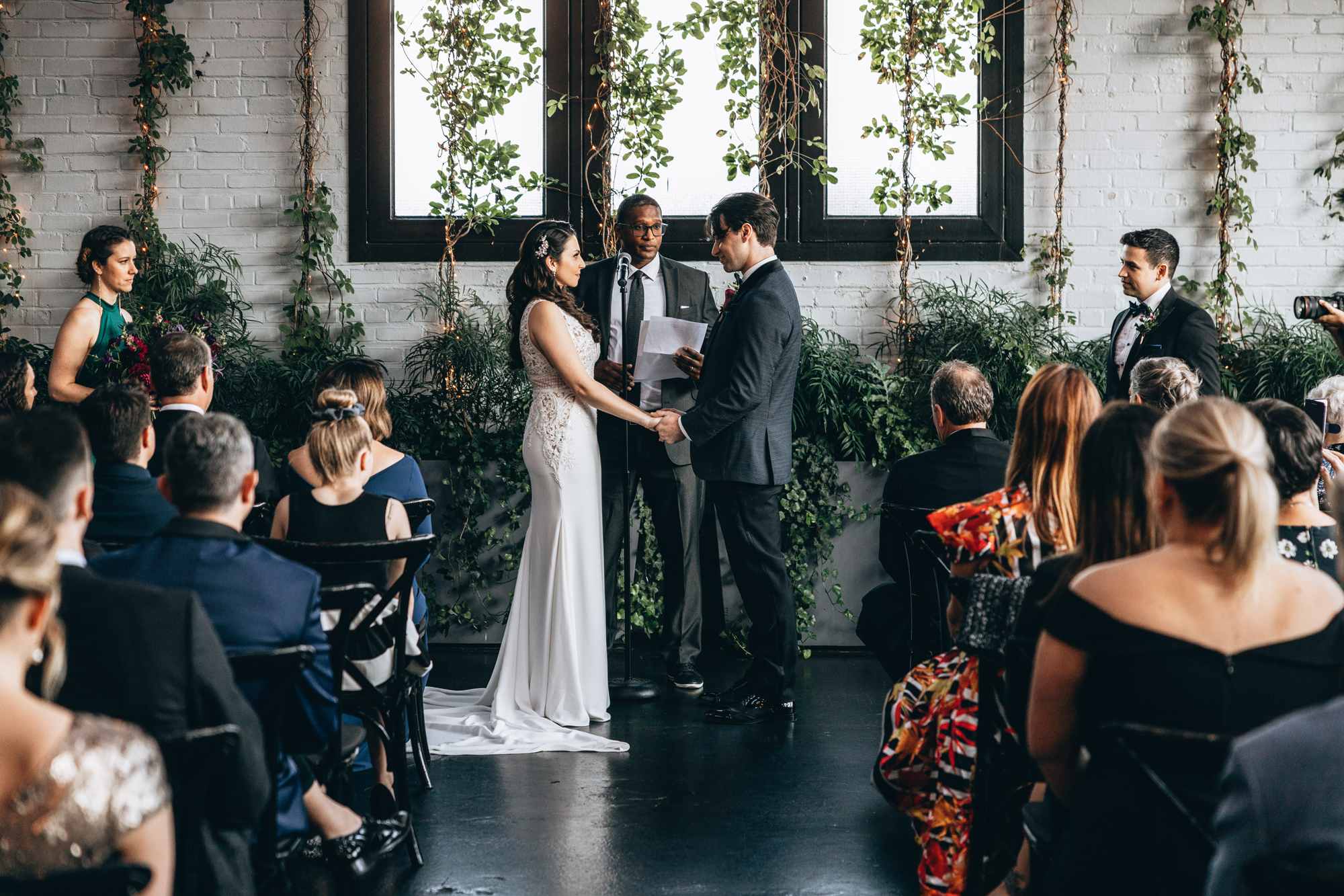 Sweet moment from a wedding ceremony at 501 Union in Brooklyn, NY