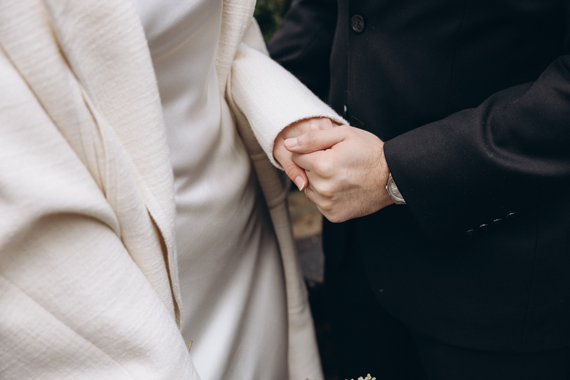 Just married holding hands, after the ceremony, Elopement, 620 loft and garden