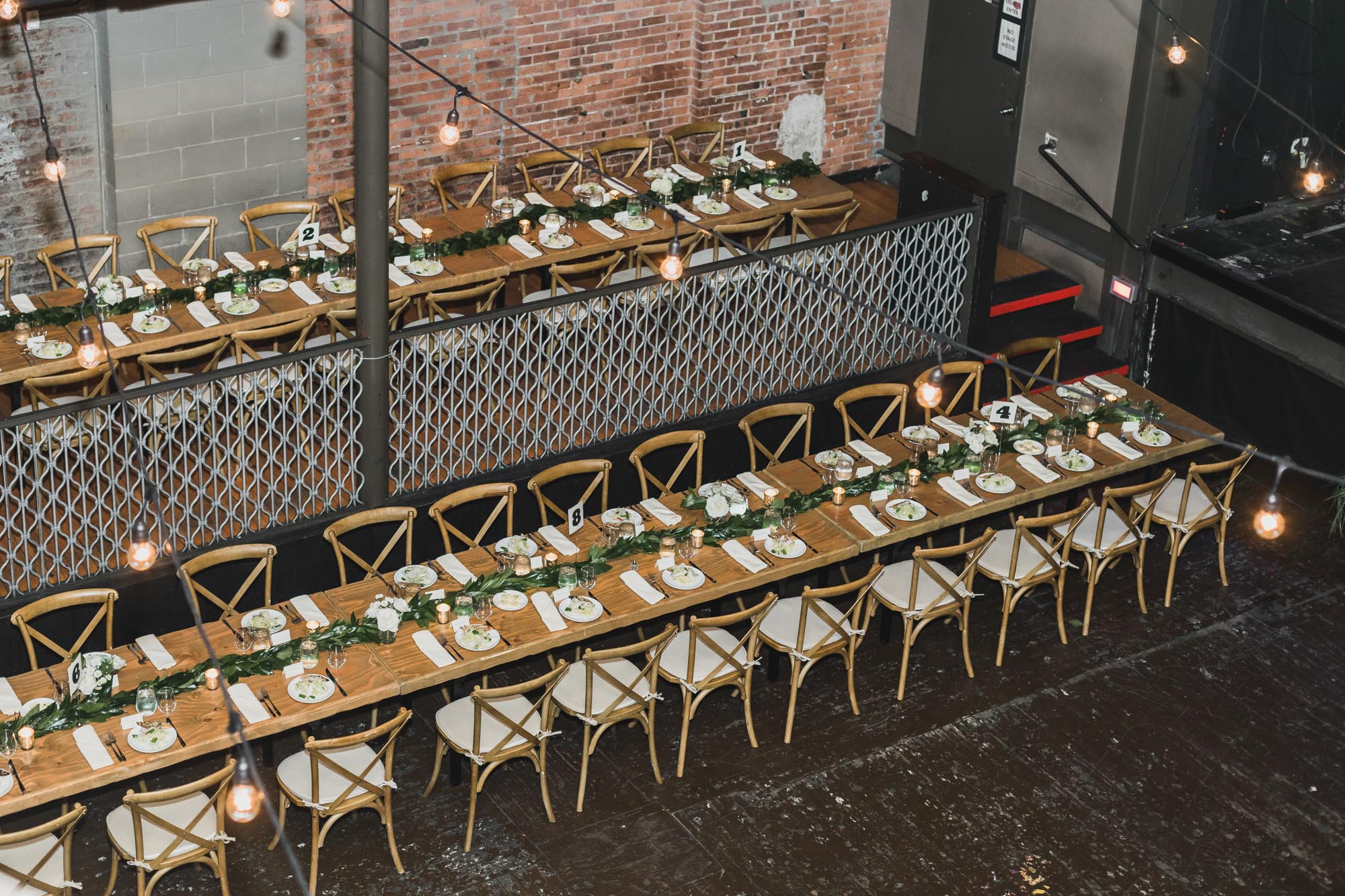 Music Hall of Williamsburg wedding reception table set up. Wedding Williamsburg, brooklyn