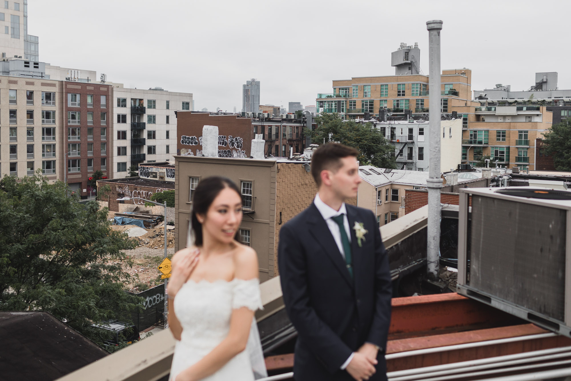 Rooftop of the Music hall of Williamsburg, Wedding Brooklyn NY.