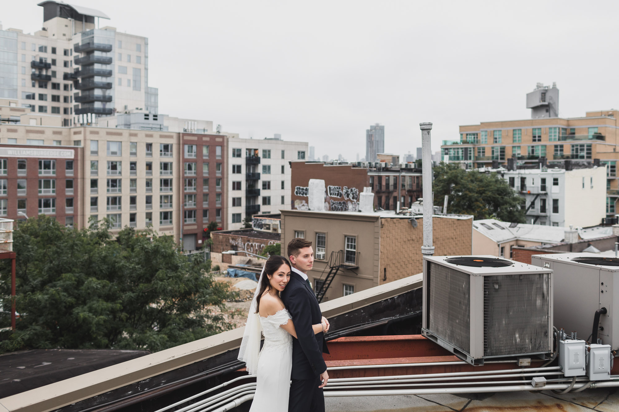 Rooftop of the Music hall of Williamsburg, Wedding Brooklyn NY.
