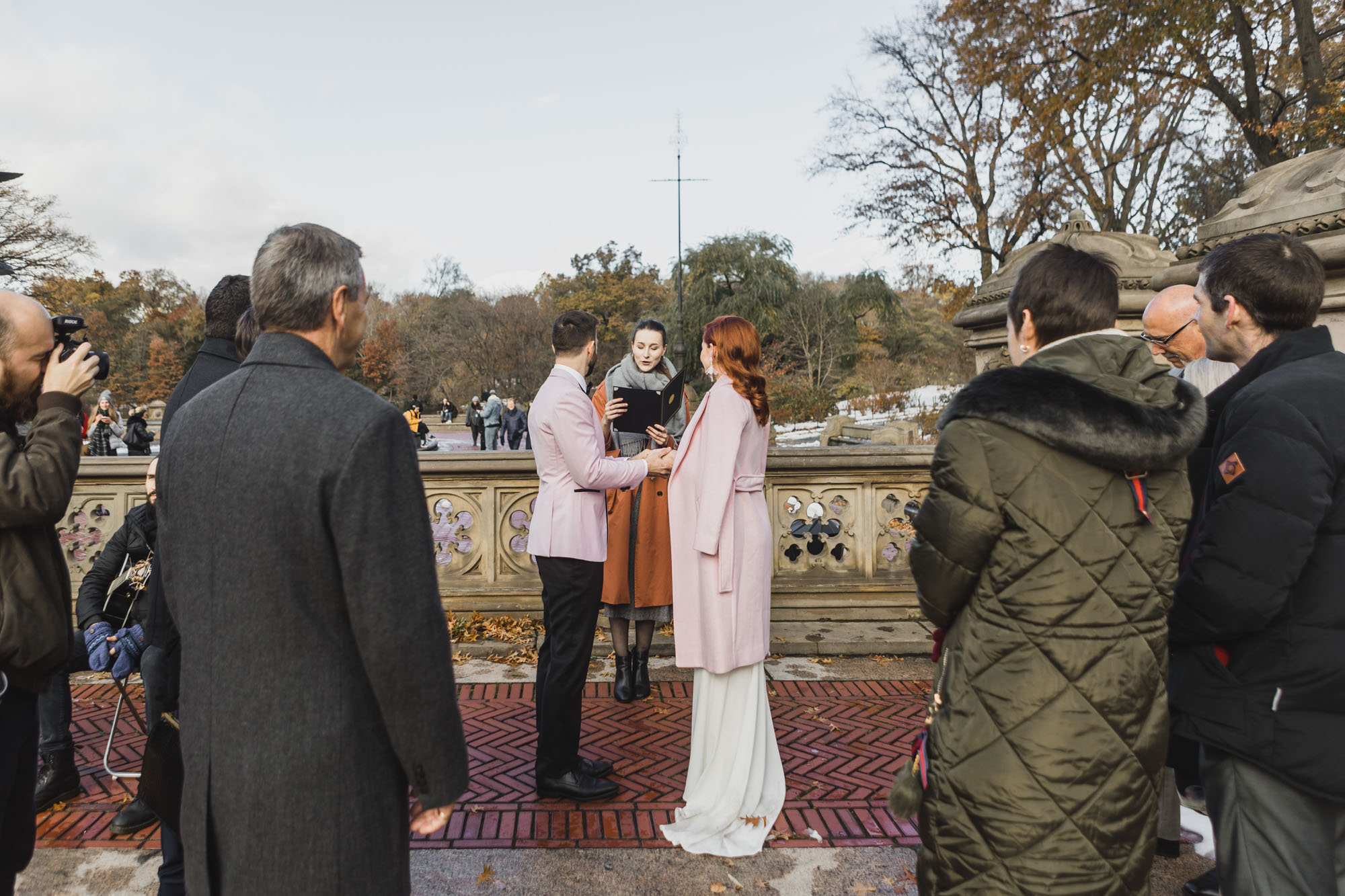 Intimate & small elopement ceremony at Bethesda Fountain and Terrace, Central Park. Manhattan, NY