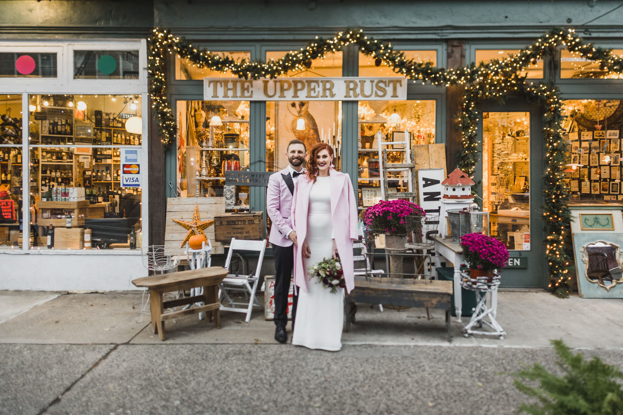 Stunning Aussie bride and groom in West Village. Manhattan NY on their elopement wedding day