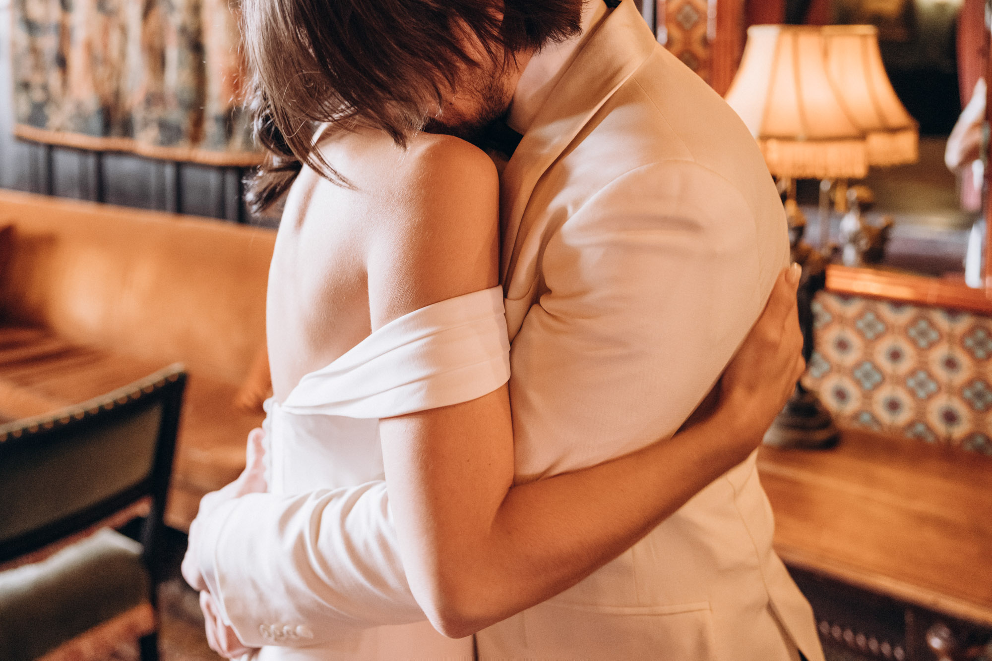 Sweet hug during the first look at the Bowery Hotel. Manhattan, NY
