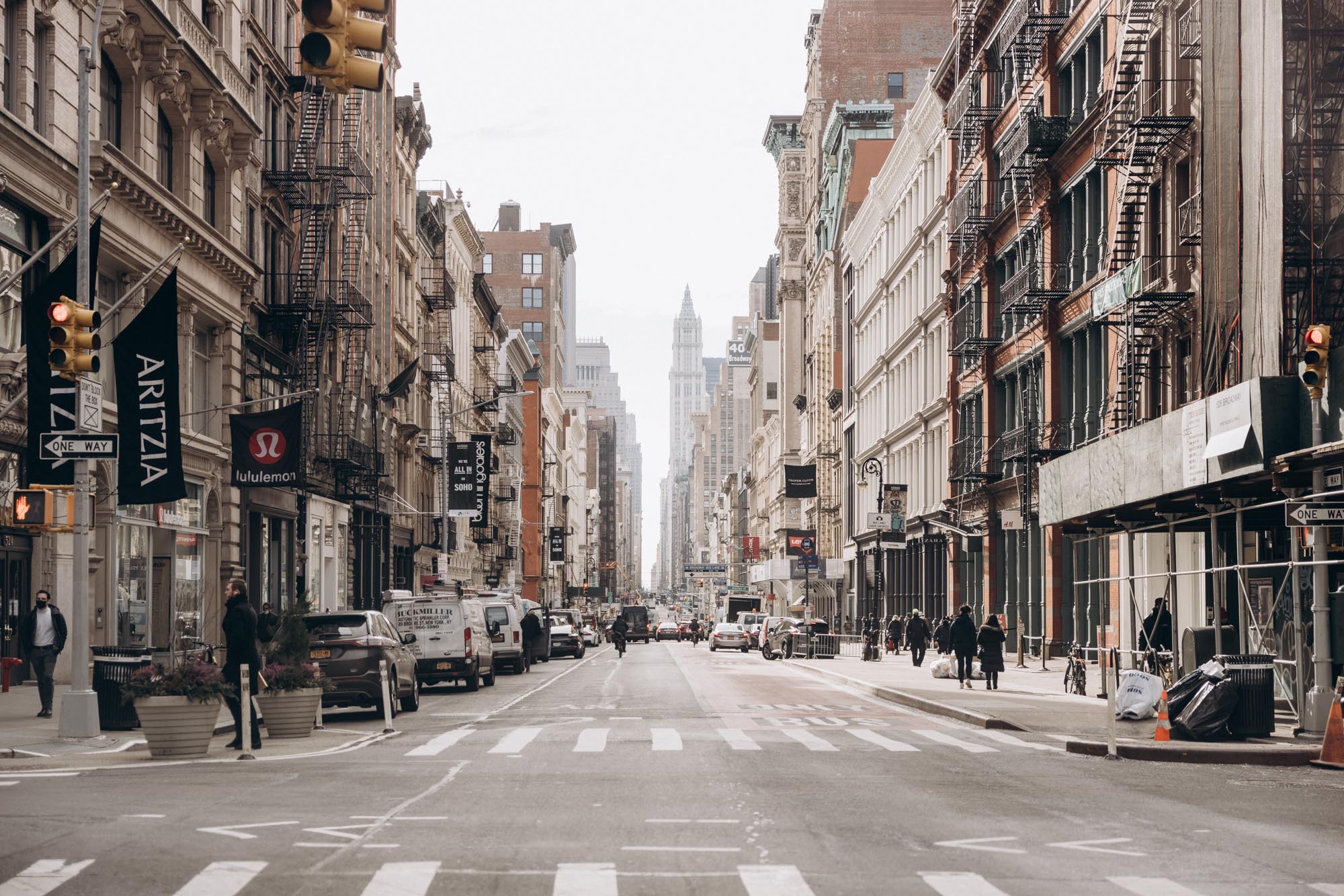 Soho street with street view. Manhattan NY