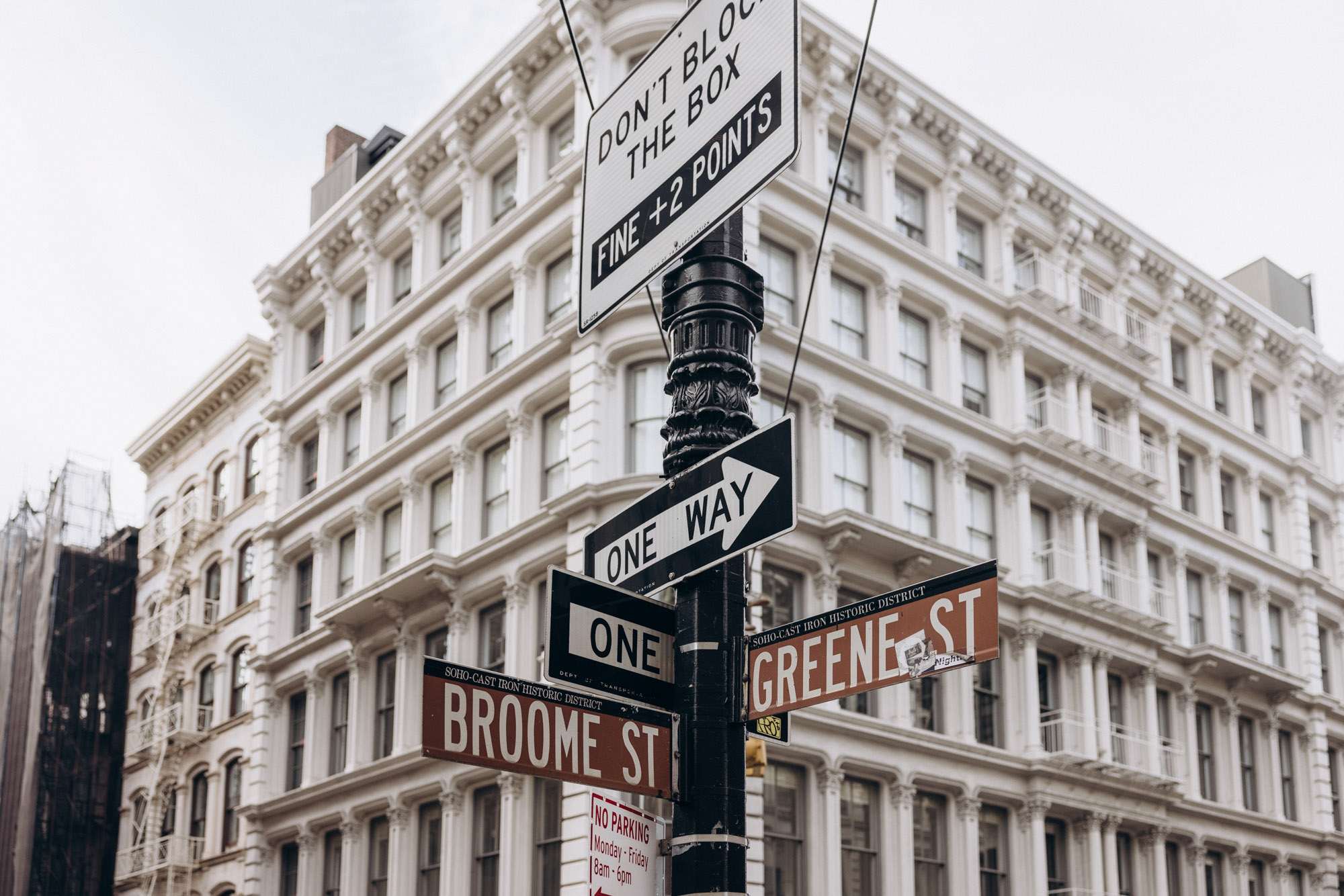 Street signs in Soho. Manhattan NY