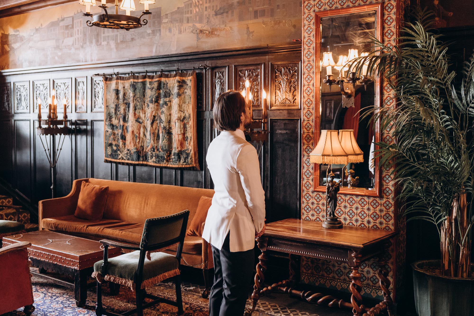 Groom moments before the first look at the Bowery Hotel. Manhattan, NY